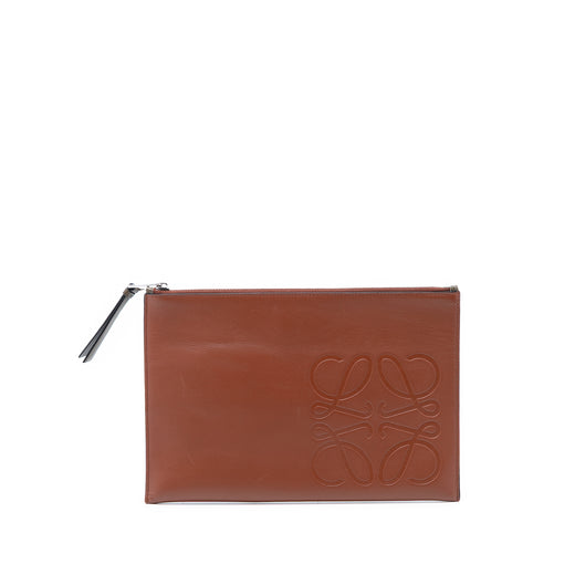 Leather Anagram Flat Pouch - Image 1