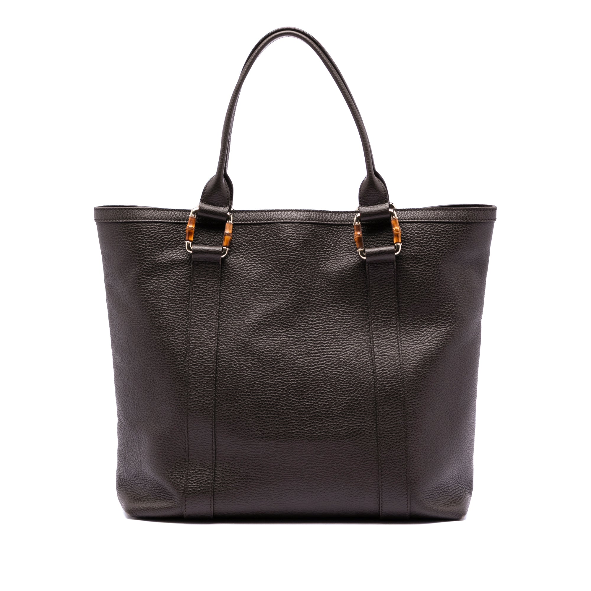 Grained Calfskin Bamboo Shopper Tote - Image 1
