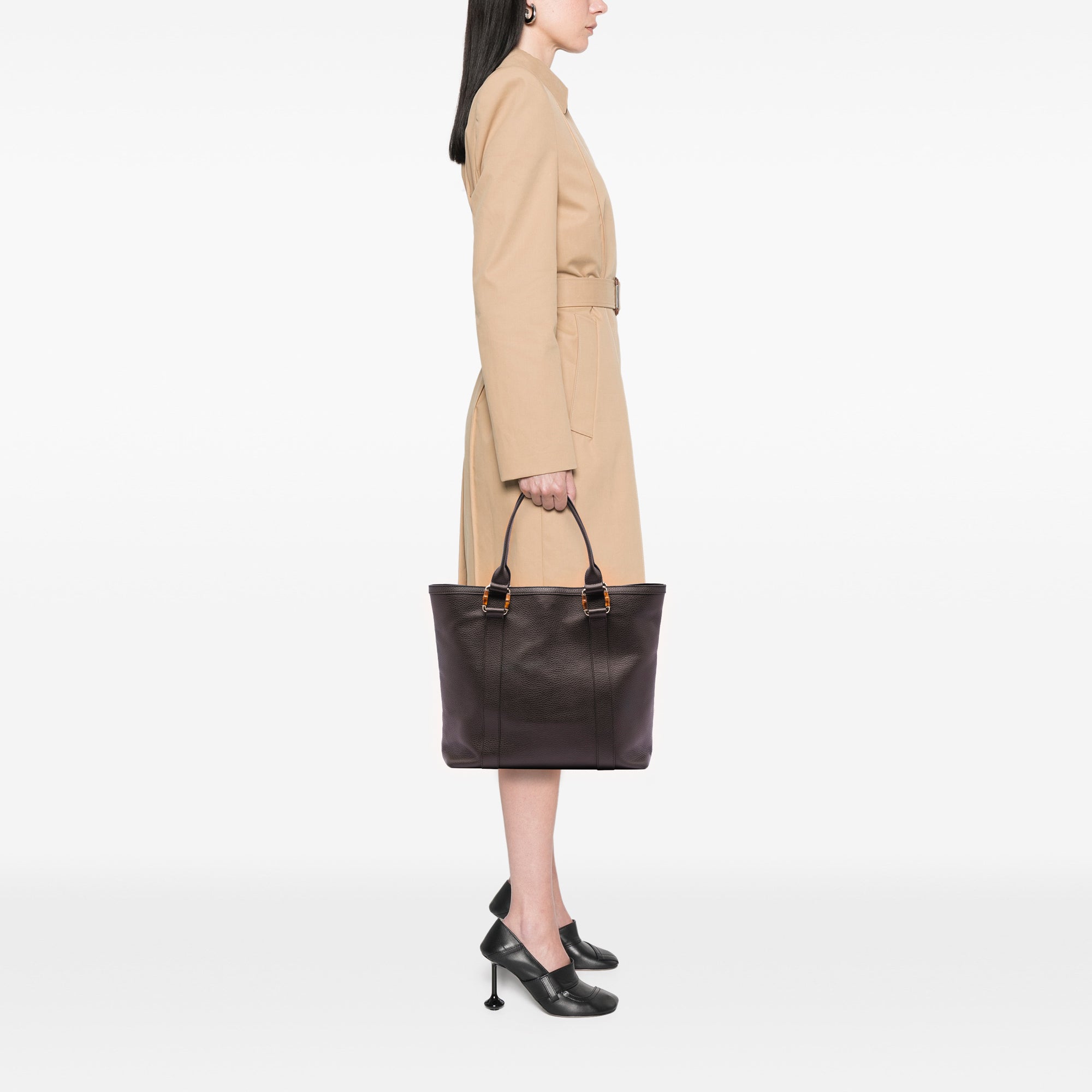 Grained Calfskin Bamboo Shopper Tote - Image 7