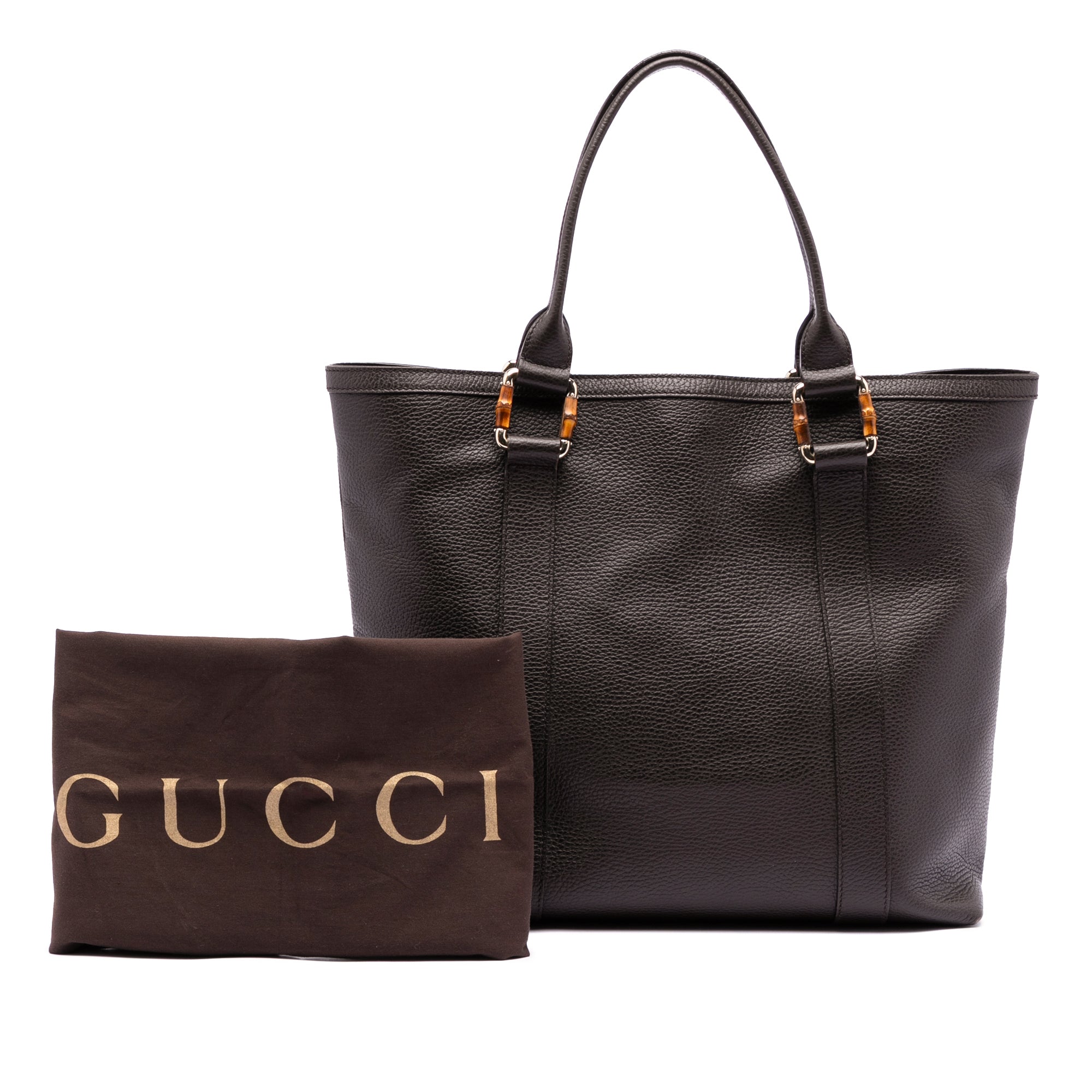 Grained Calfskin Bamboo Shopper Tote - Image 8