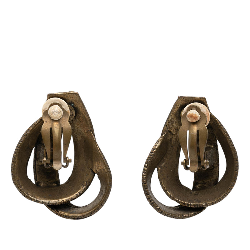 Gold Plated Bijouterie Fantaisie Ribbon Clip On Earrings - Image 2