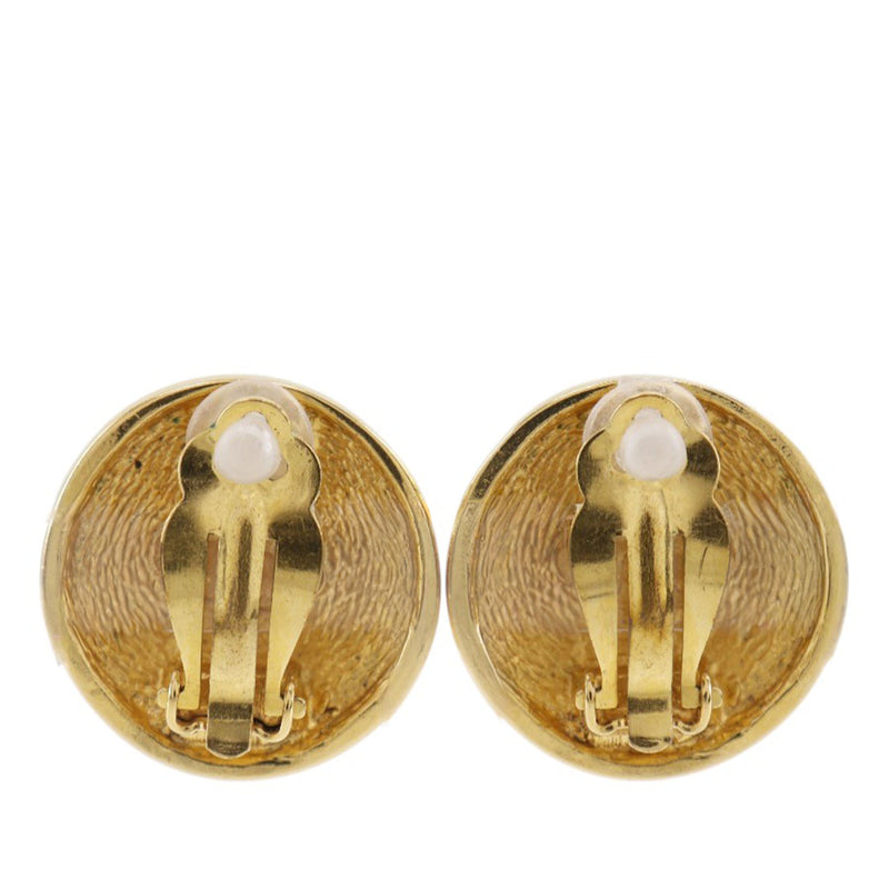 CC Quilted Gold Plated Round Clip On Earrings - Image 2