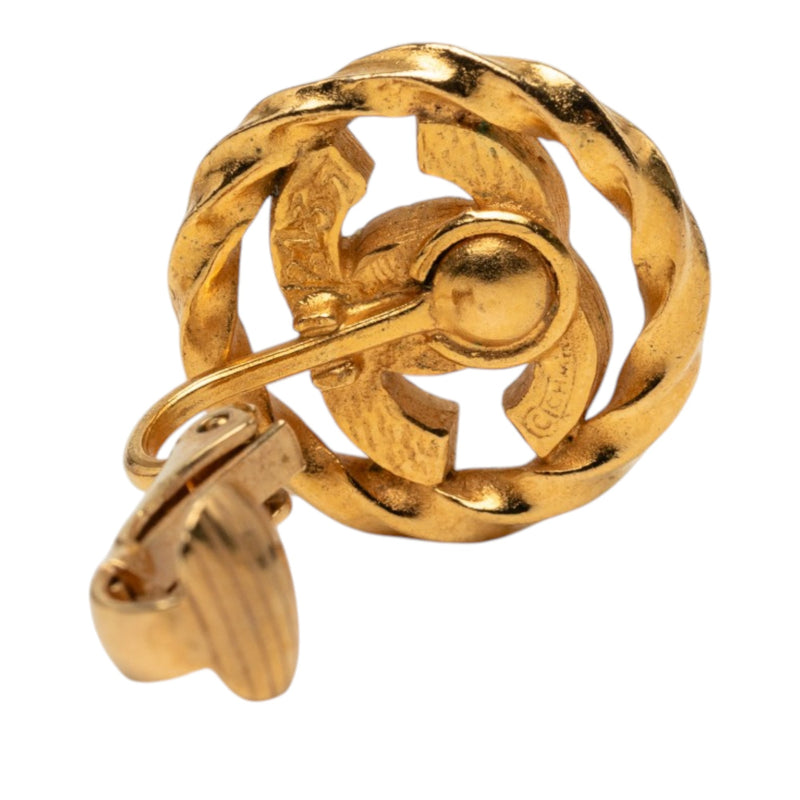 CC Gold Plated Strass Round Rope Clip On Earrings - Image 3
