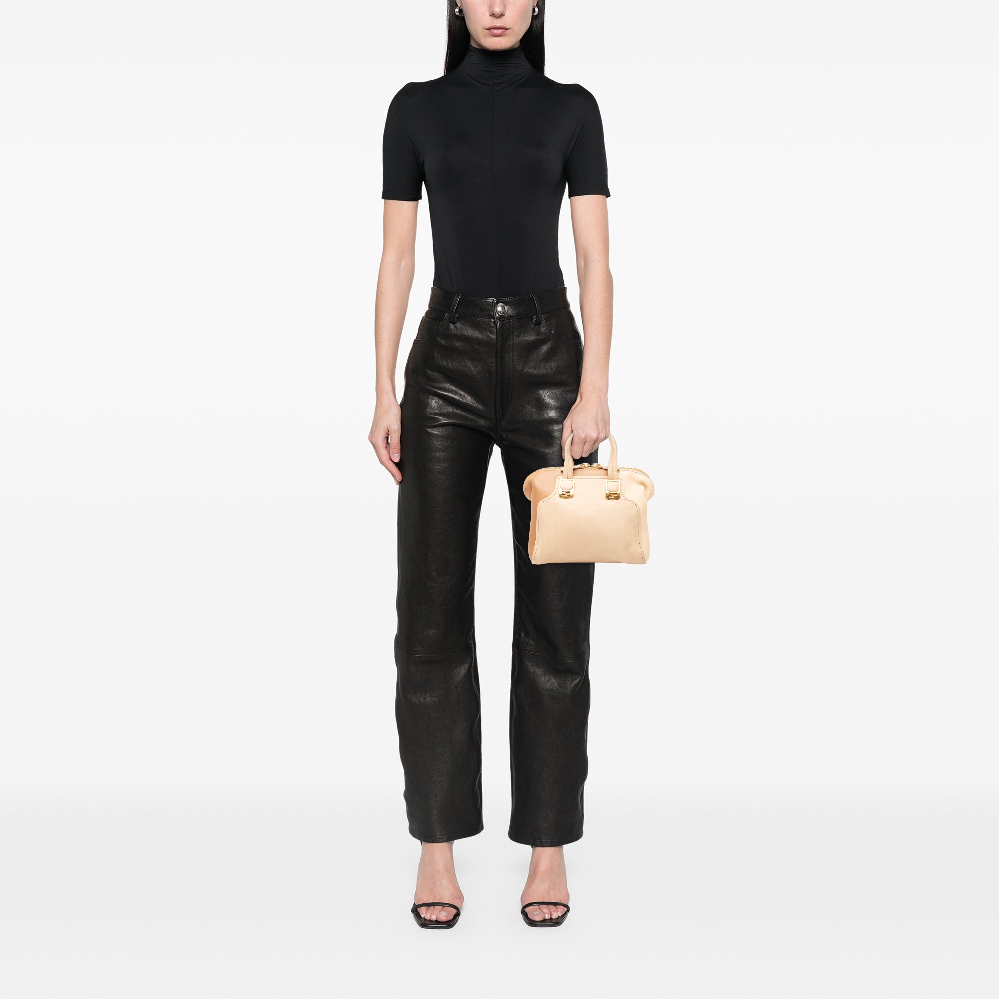 Small Tricolor Leather Chameleon Satchel - Image 7