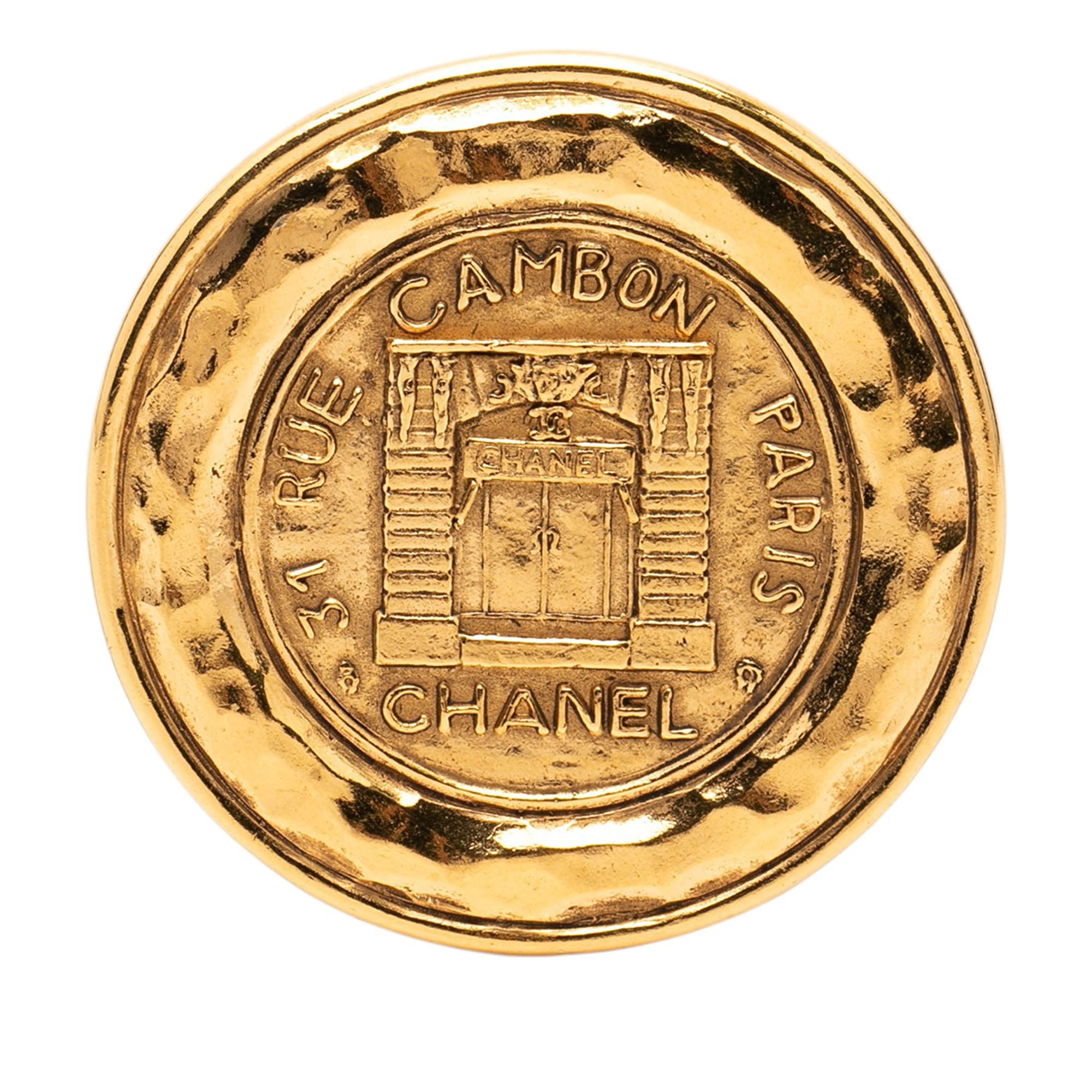 Gold Plated 31 Rue Cambon Round Brooch - Image 1