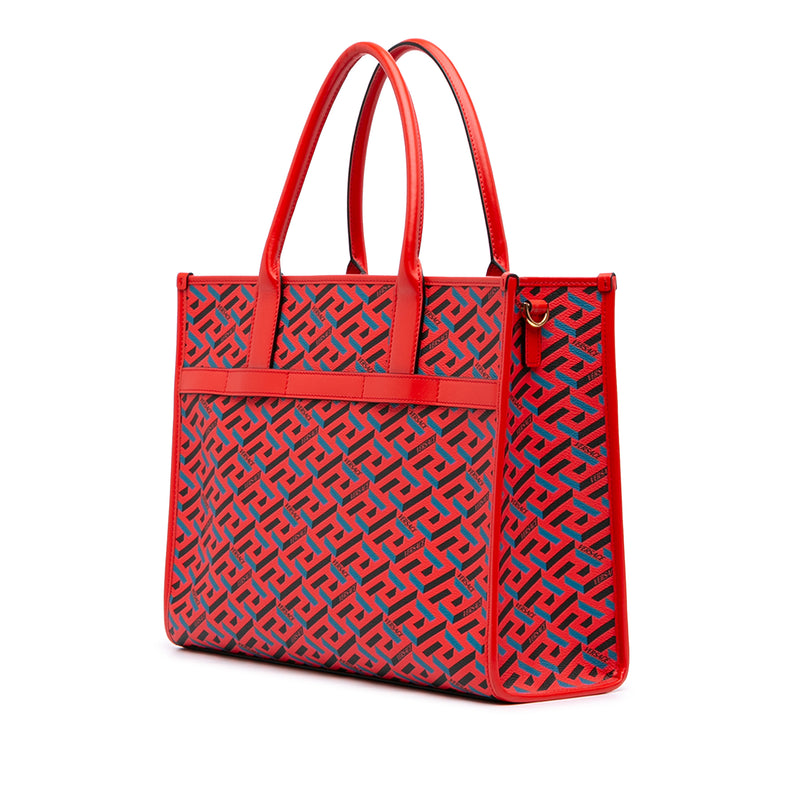 Multicolor Coated Canvas La Greca Tote - Image 2