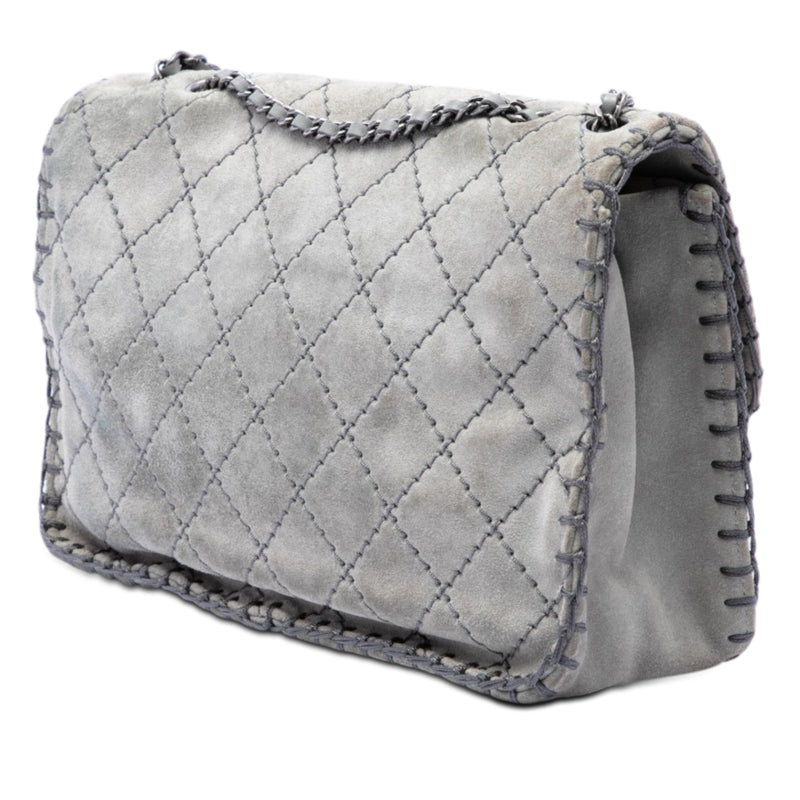 Medium CC Quilted Suede Whipstitch Single Flap - Image 2