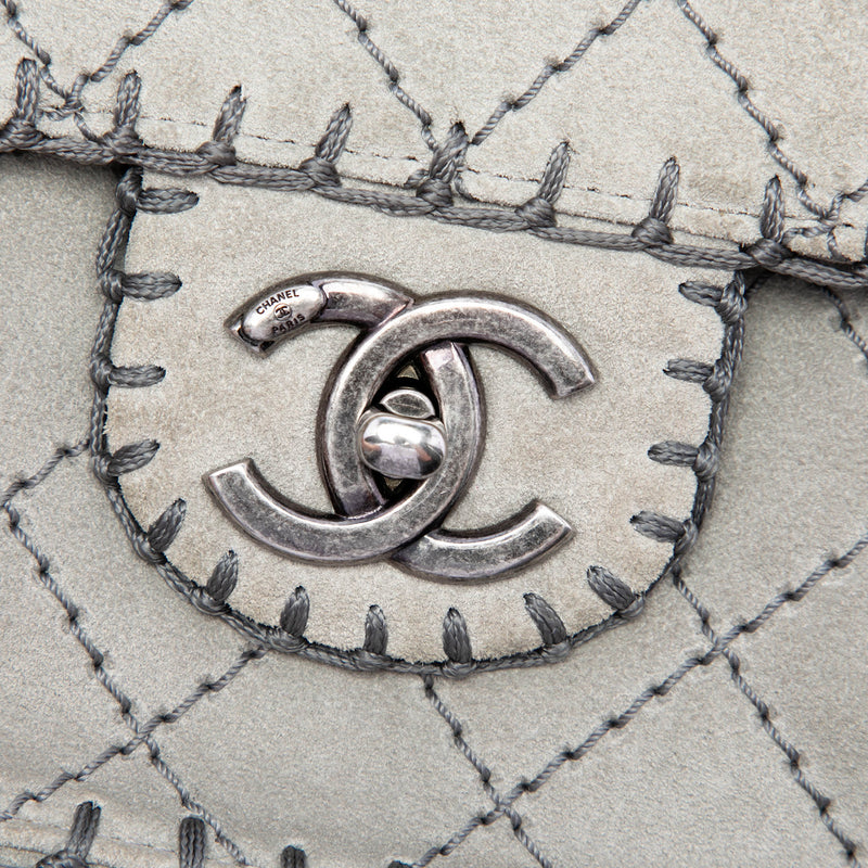 Medium CC Quilted Suede Whipstitch Single Flap - Image 5