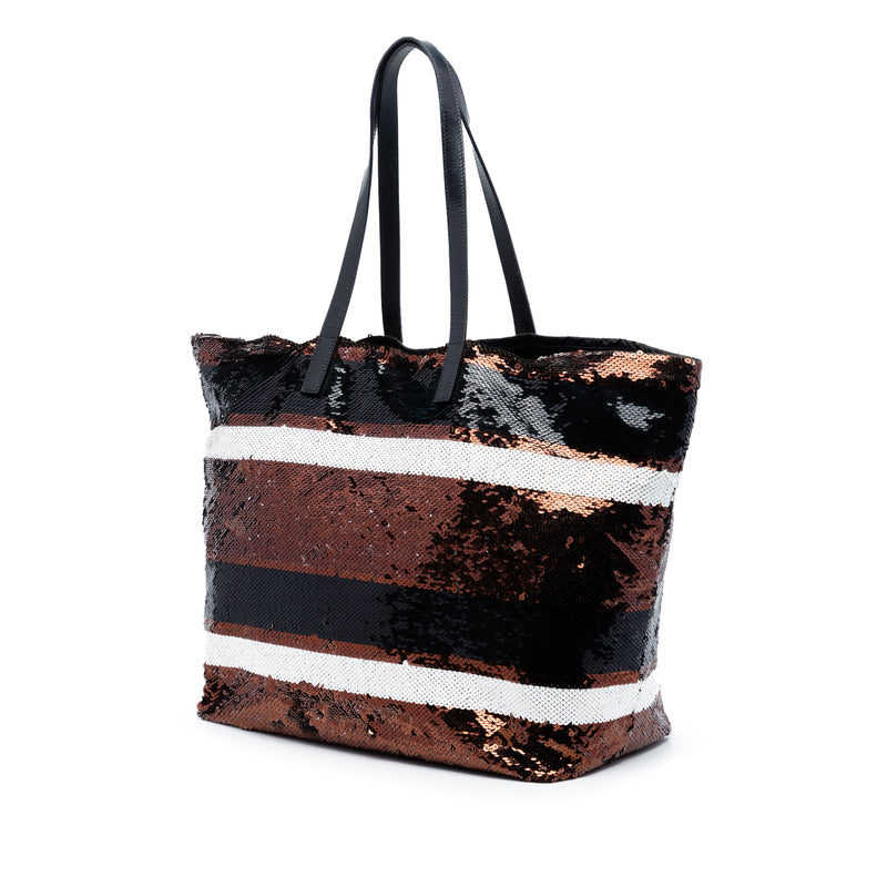 Sequined Satin Stripes Tote - Image 2