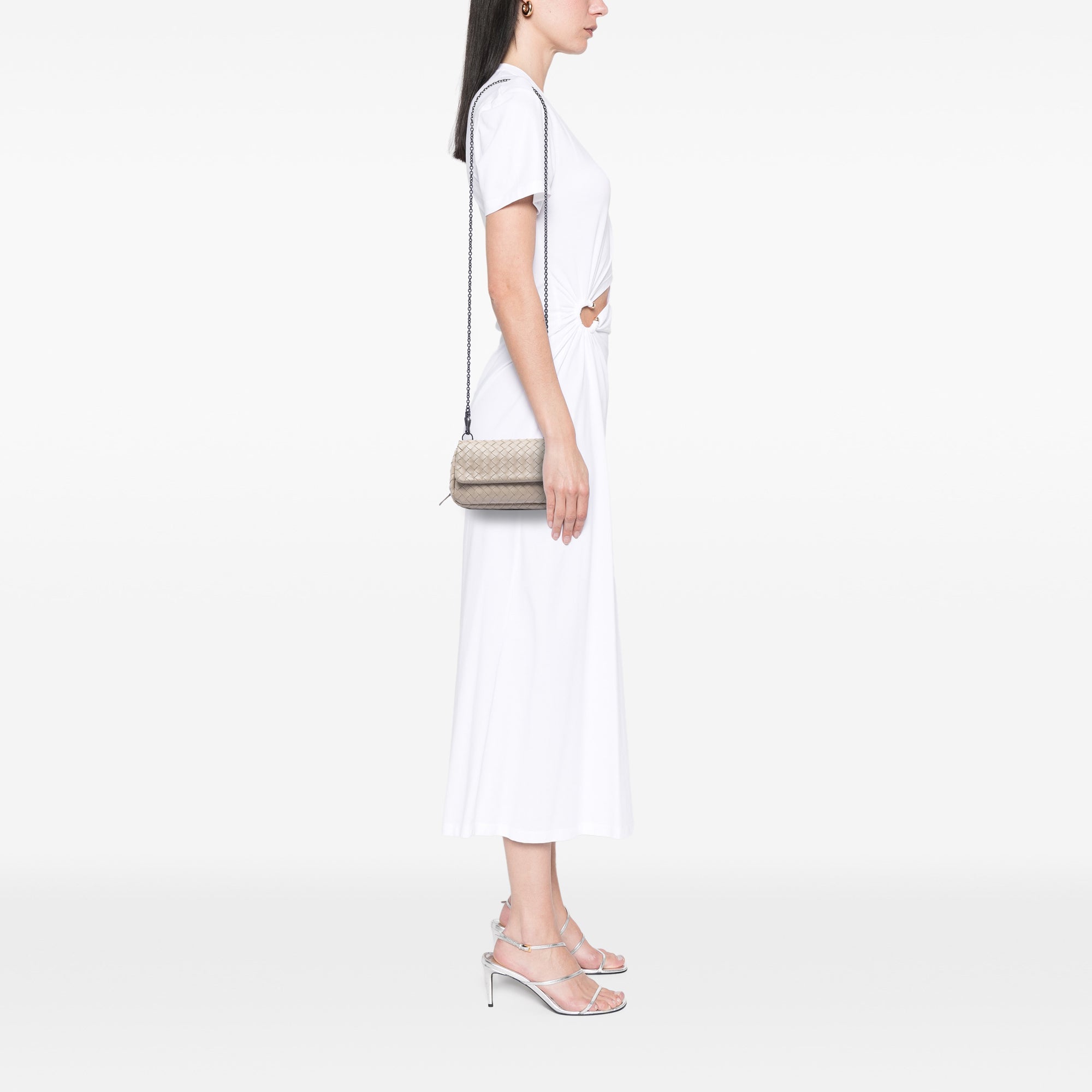Mini Nappa Intrecciato Expandable Chain Flap Crossbody - Image 7