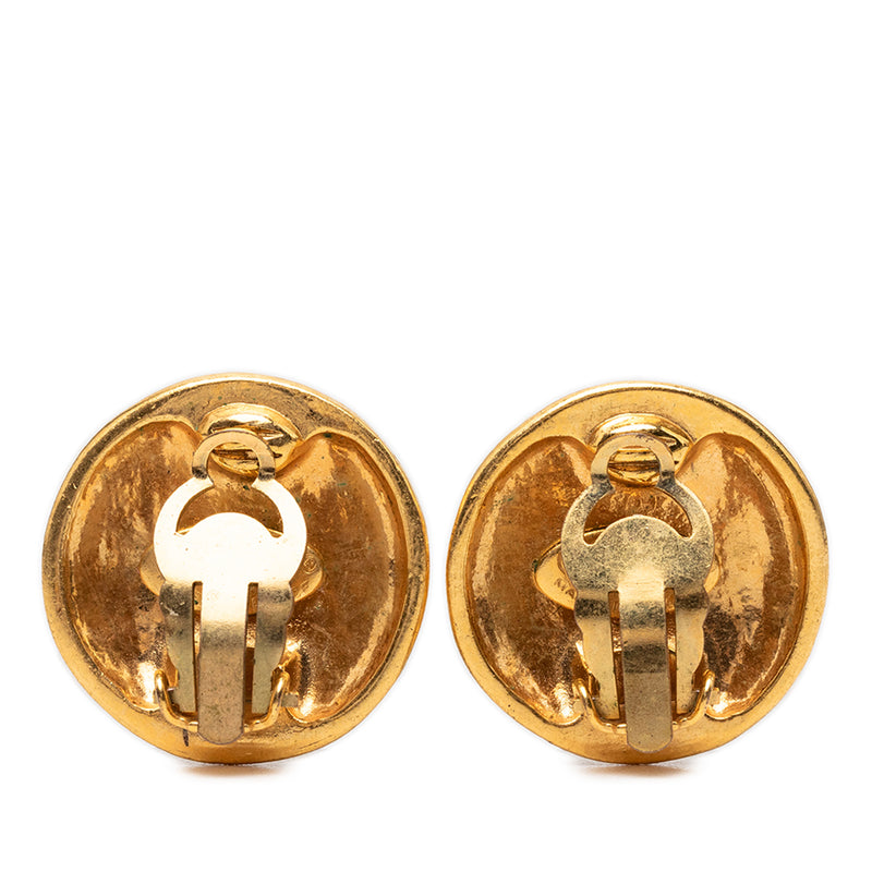 CC Gold Plated Round Clip On Earrings - Image 2