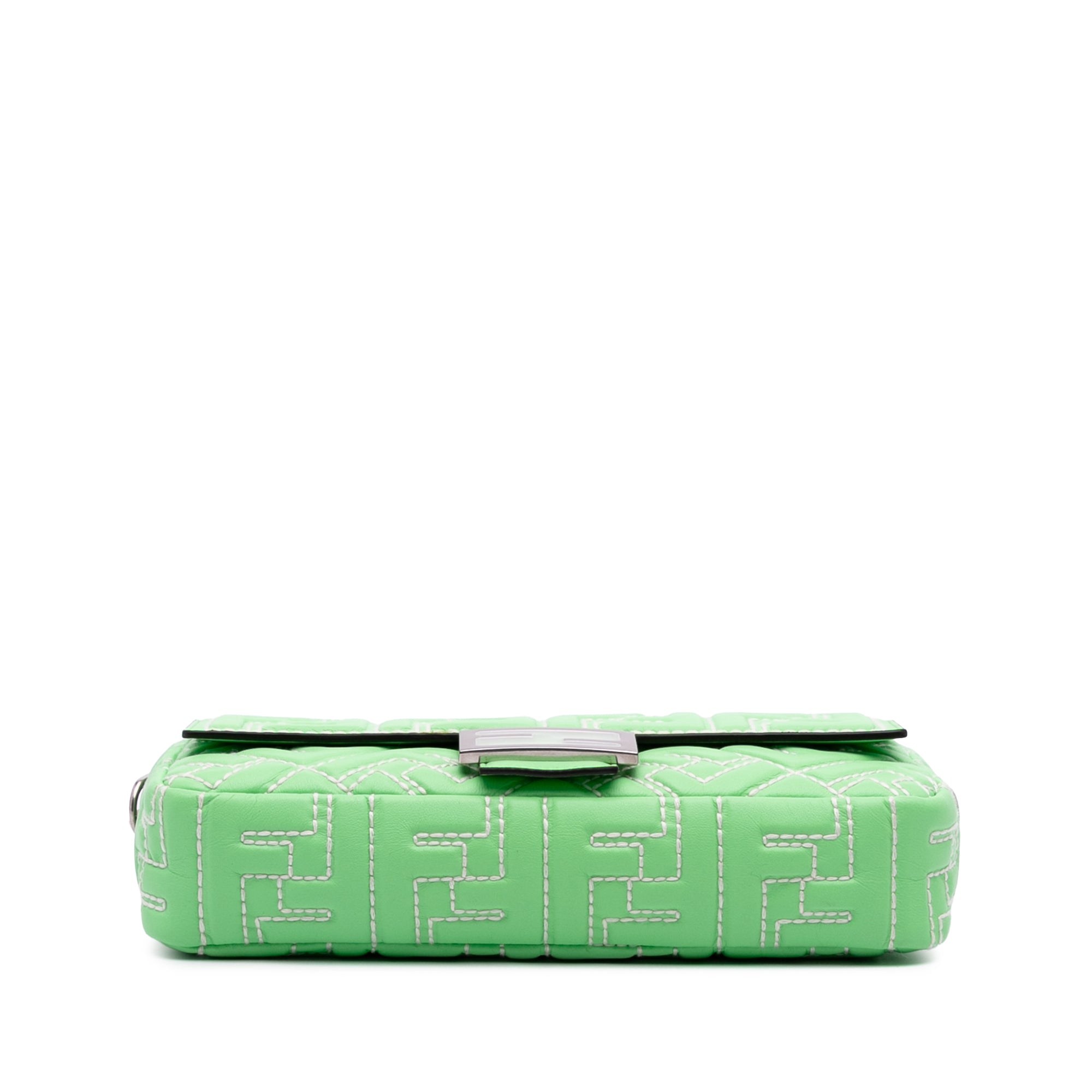 Zucca Embossed Stitched Leather Baguette Satchel - Image 3