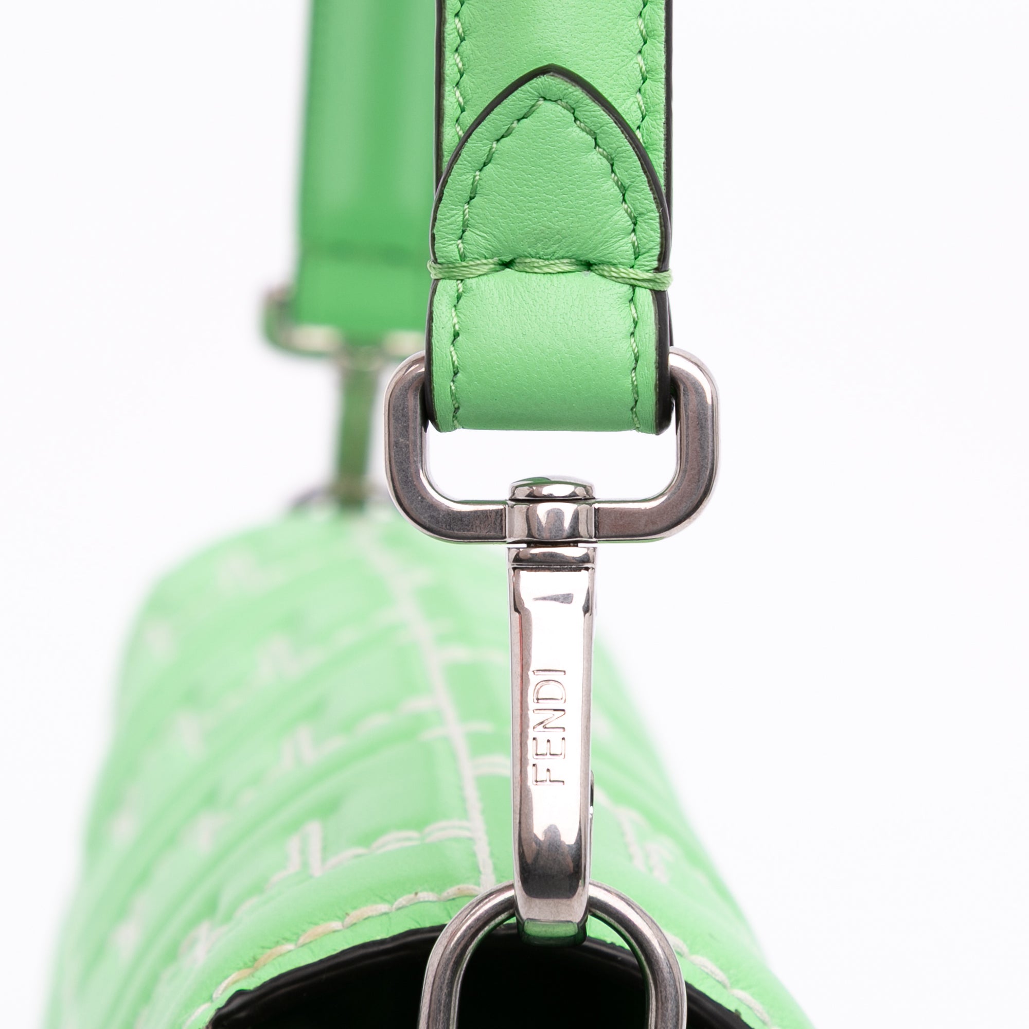 Zucca Embossed Stitched Leather Baguette Satchel - Image 7