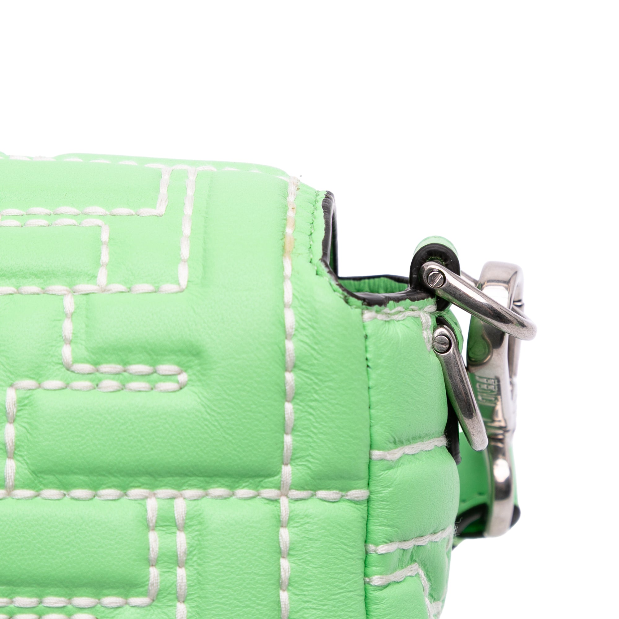 Zucca Embossed Stitched Leather Baguette Satchel - Image 8