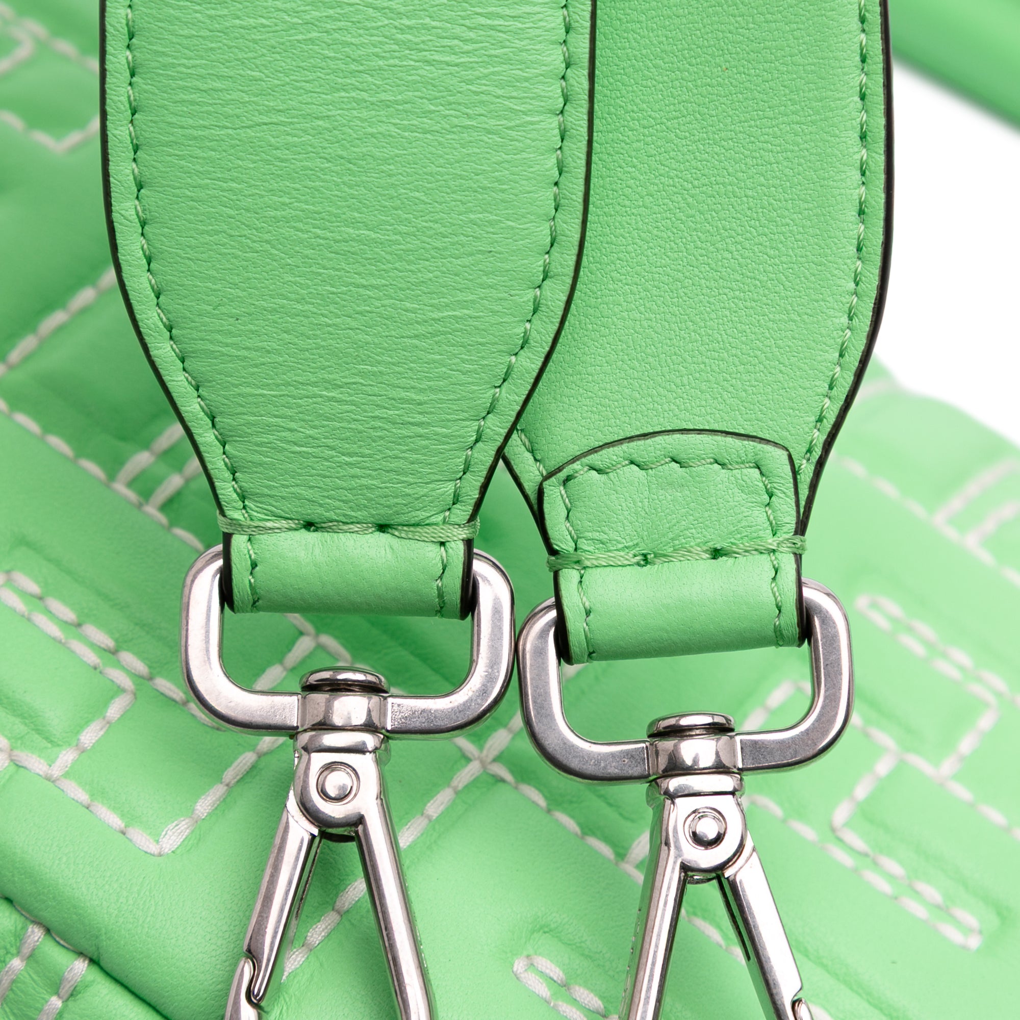Zucca Embossed Stitched Leather Baguette Satchel - Image 9