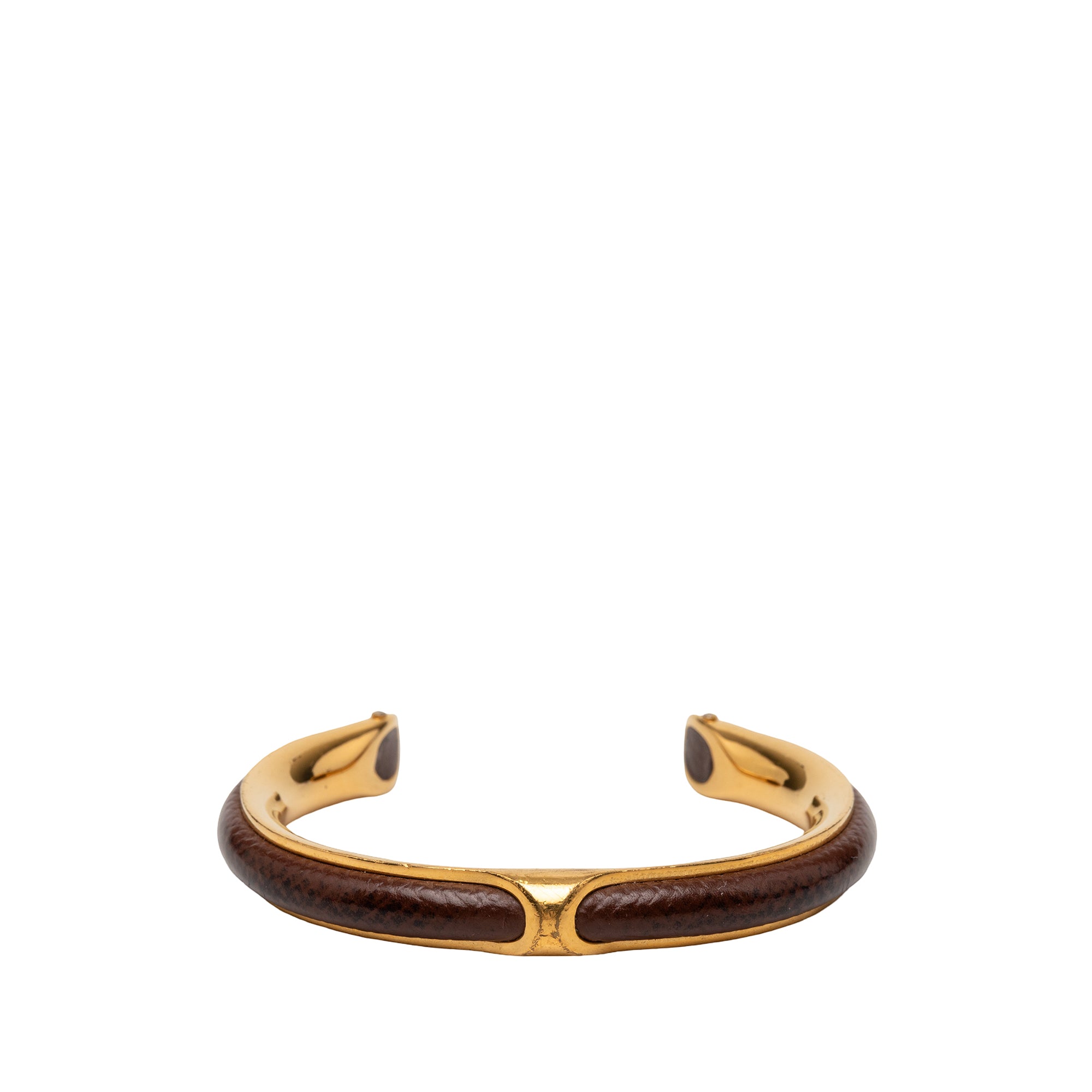 Gold Plated and Leather Cuff Bracelet - Image 1