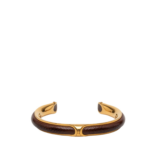 Gold Plated and Leather Cuff Bracelet - Image 1