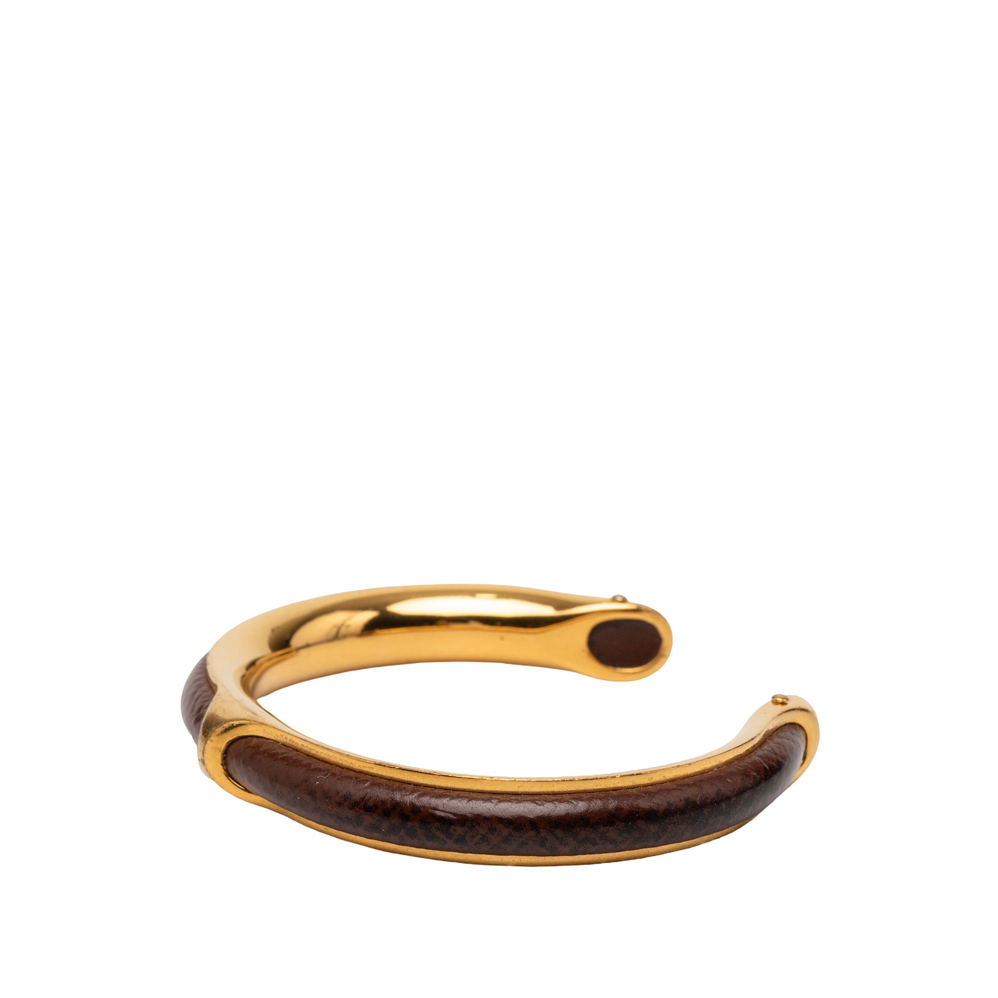 Gold Plated and Leather Cuff Bracelet - Image 2