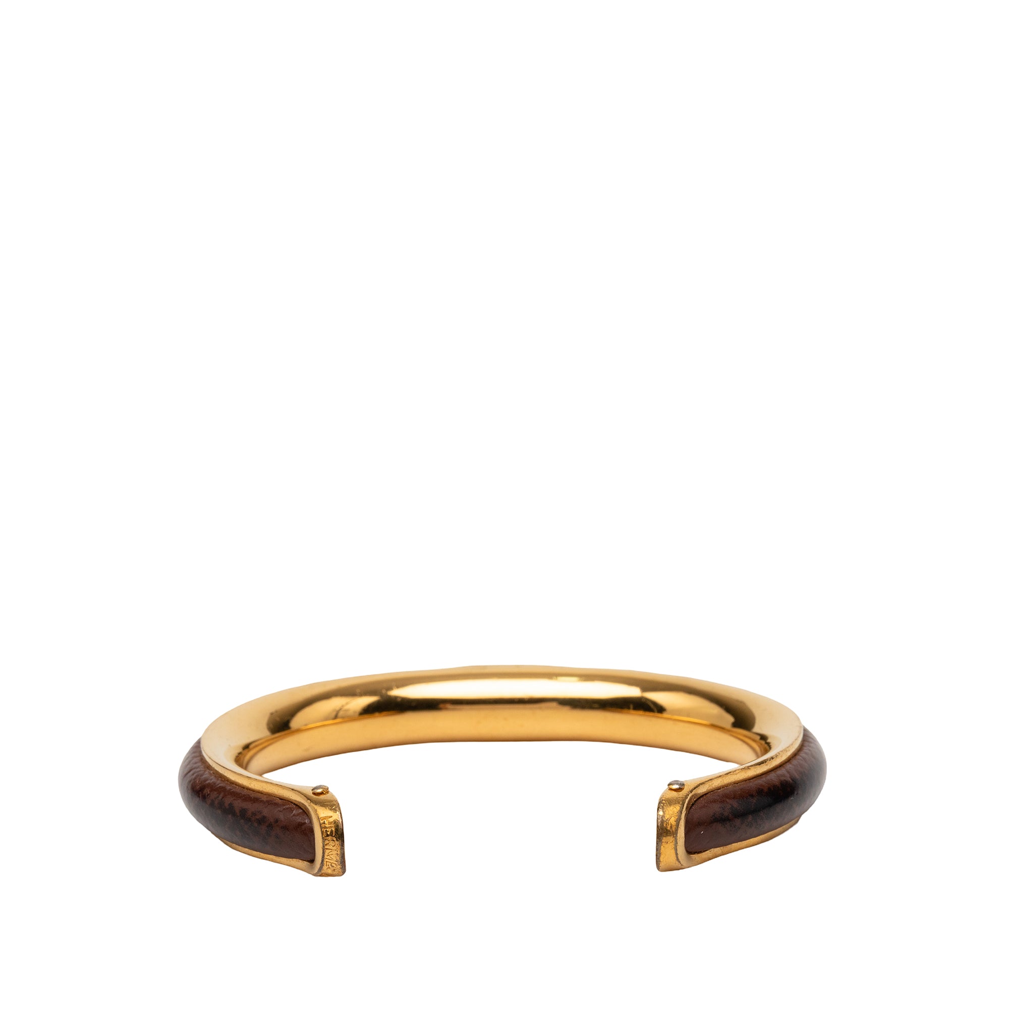 Gold Plated and Leather Cuff Bracelet - Image 3