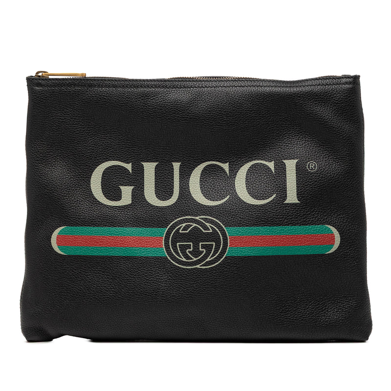 Medium Calfskin Logo Portfolio Clutch