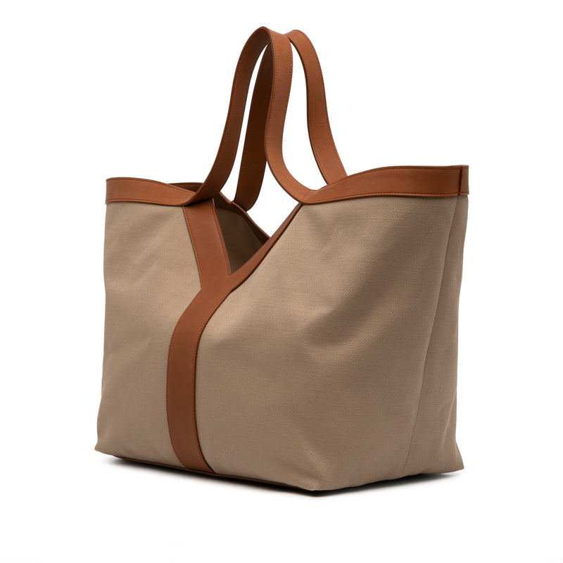 Leather Trimmed Canvas Y Tote - Image 2
