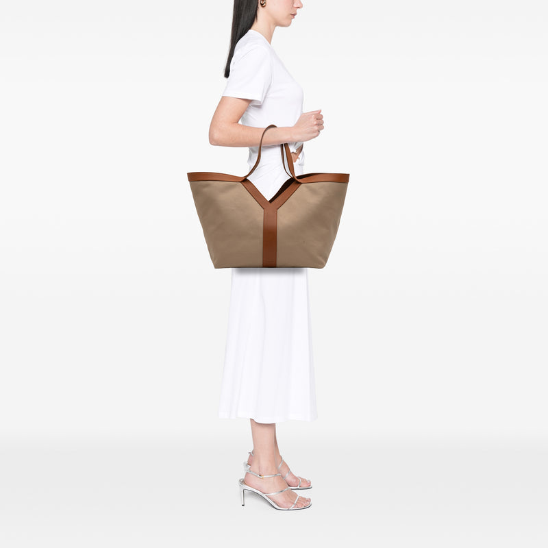 Leather Trimmed Canvas Y Tote - Image 8