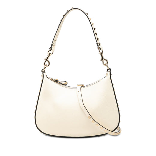 Small Grainy Calfskin Rockstud Hobo - Image 1