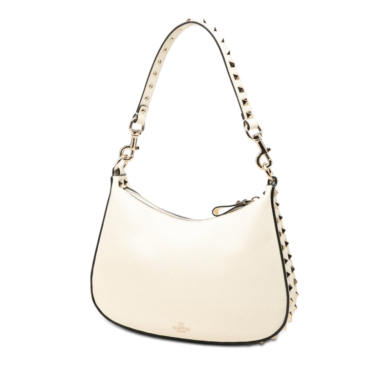 Small Grainy Calfskin Rockstud Hobo - Image 2