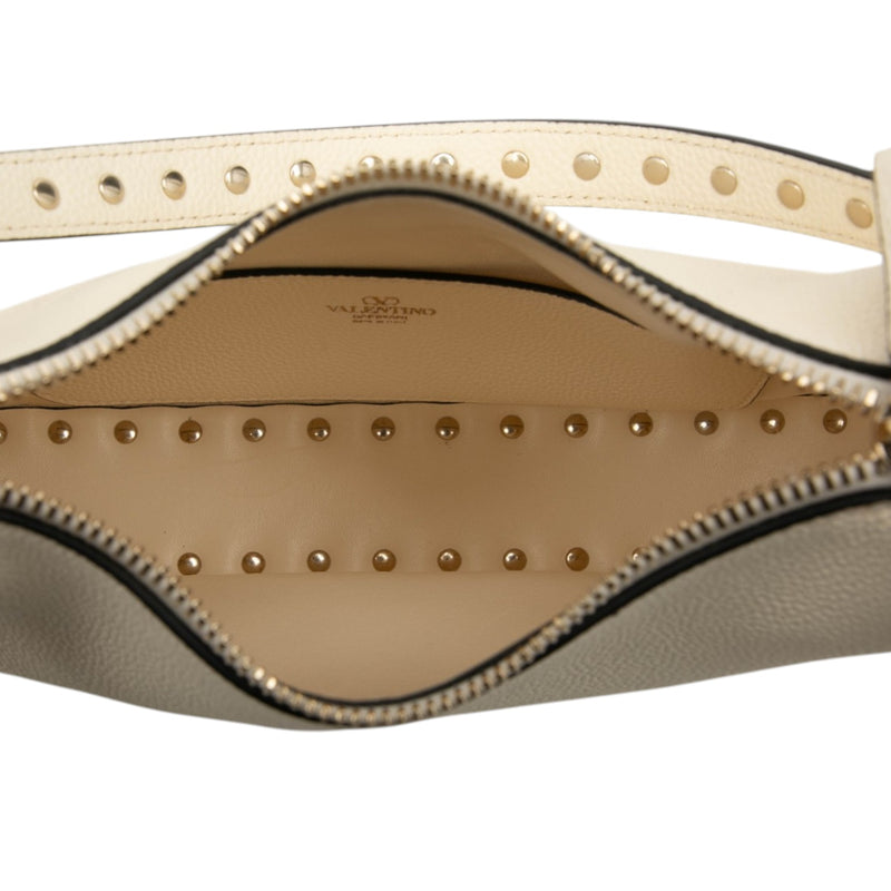 Small Grainy Calfskin Rockstud Hobo - Image 4