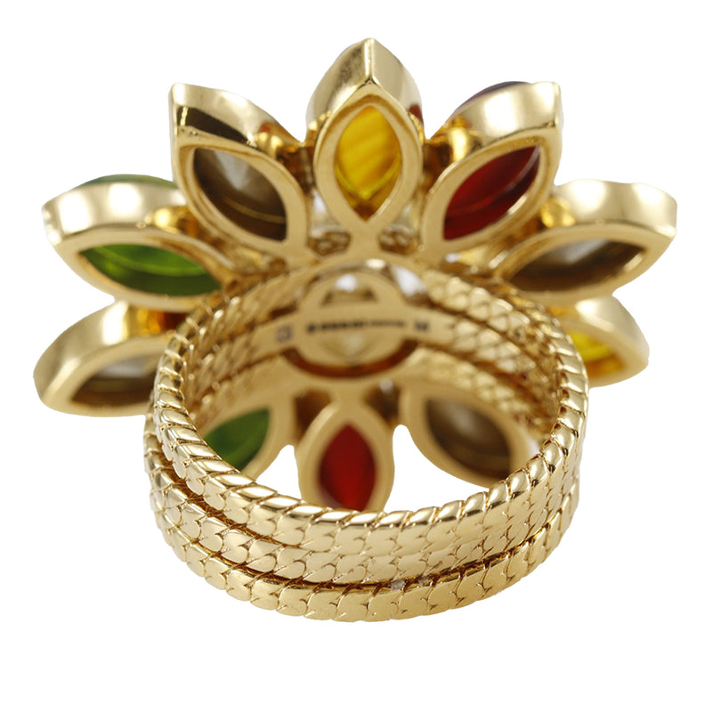 Gold Plated Strass Interlocking G Flower Ring - Image 3