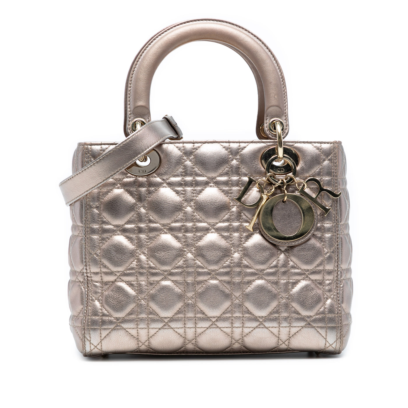 Medium Metallic Lambskin Cannage Lady Dior - Image 1