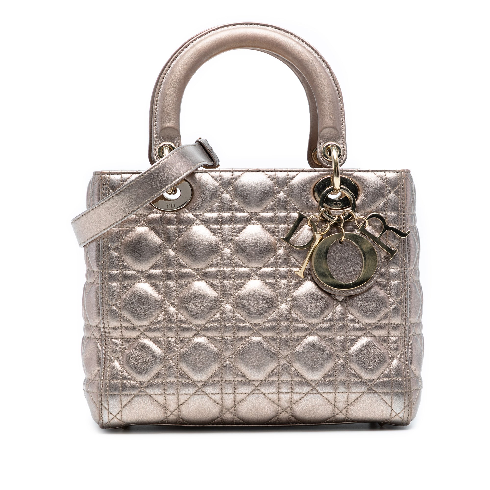 Medium Metallic Lambskin Cannage Lady Dior - Image 1