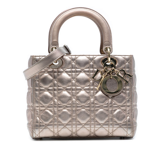 Medium Metallic Lambskin Cannage Lady Dior - Image 1