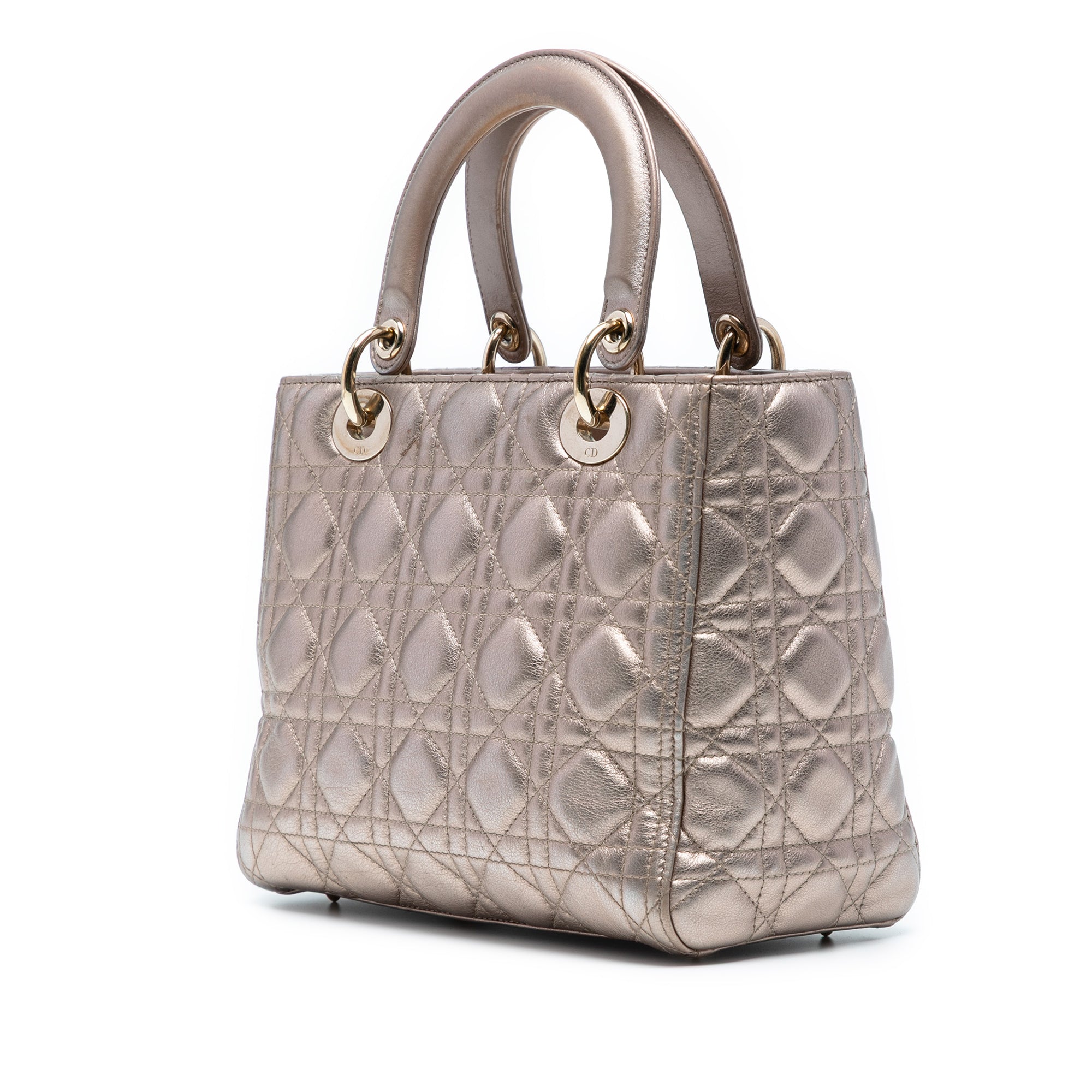 Medium Metallic Lambskin Cannage Lady Dior - Image 2