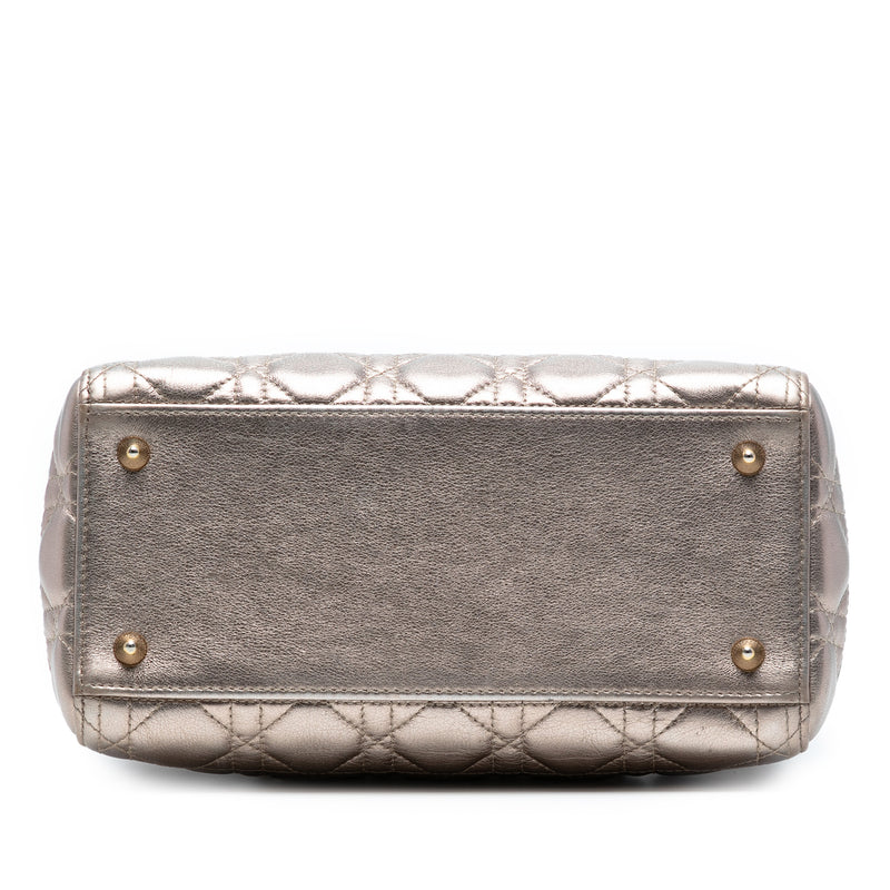 Medium Metallic Lambskin Cannage Lady Dior - Image 3