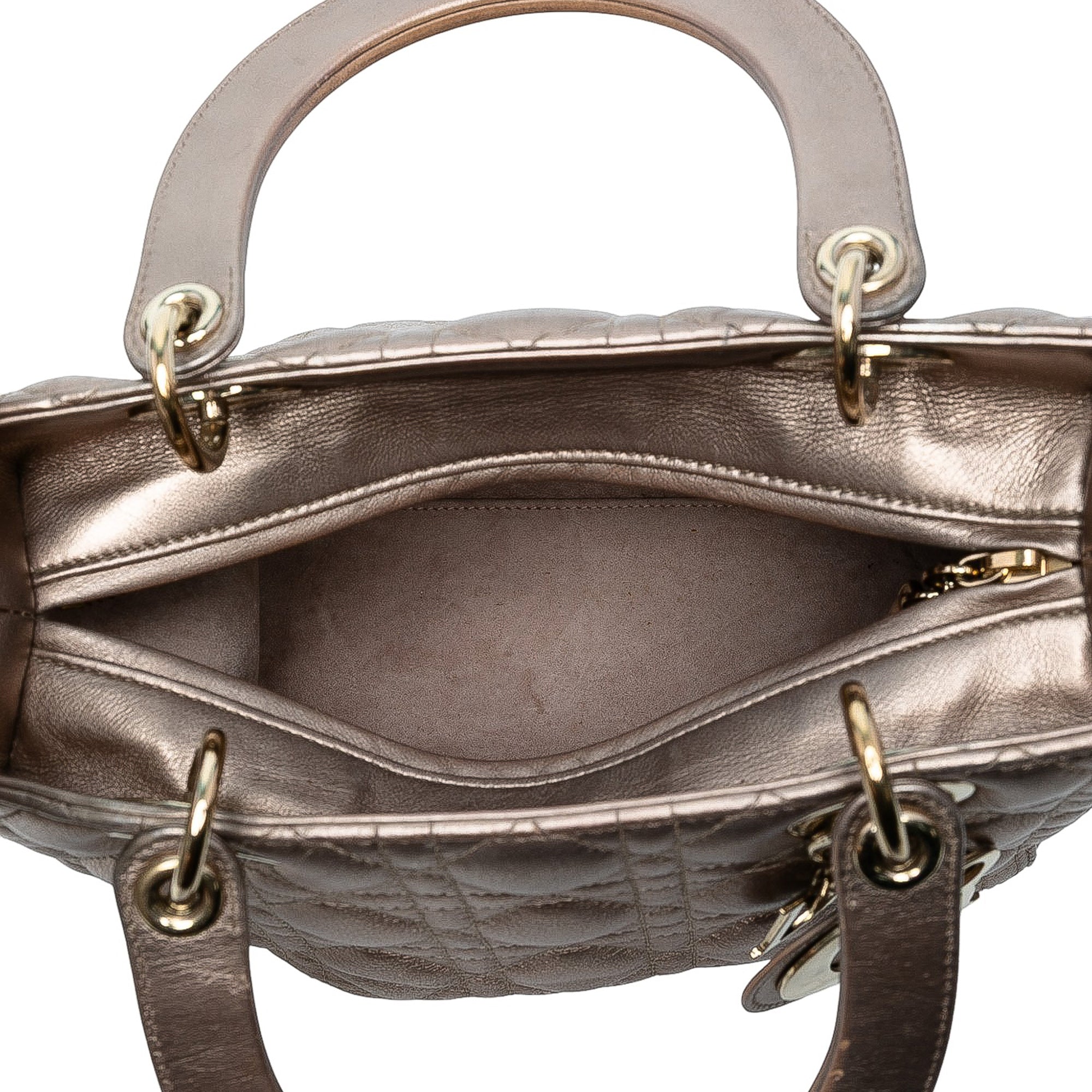 Medium Metallic Lambskin Cannage Lady Dior - Image 4