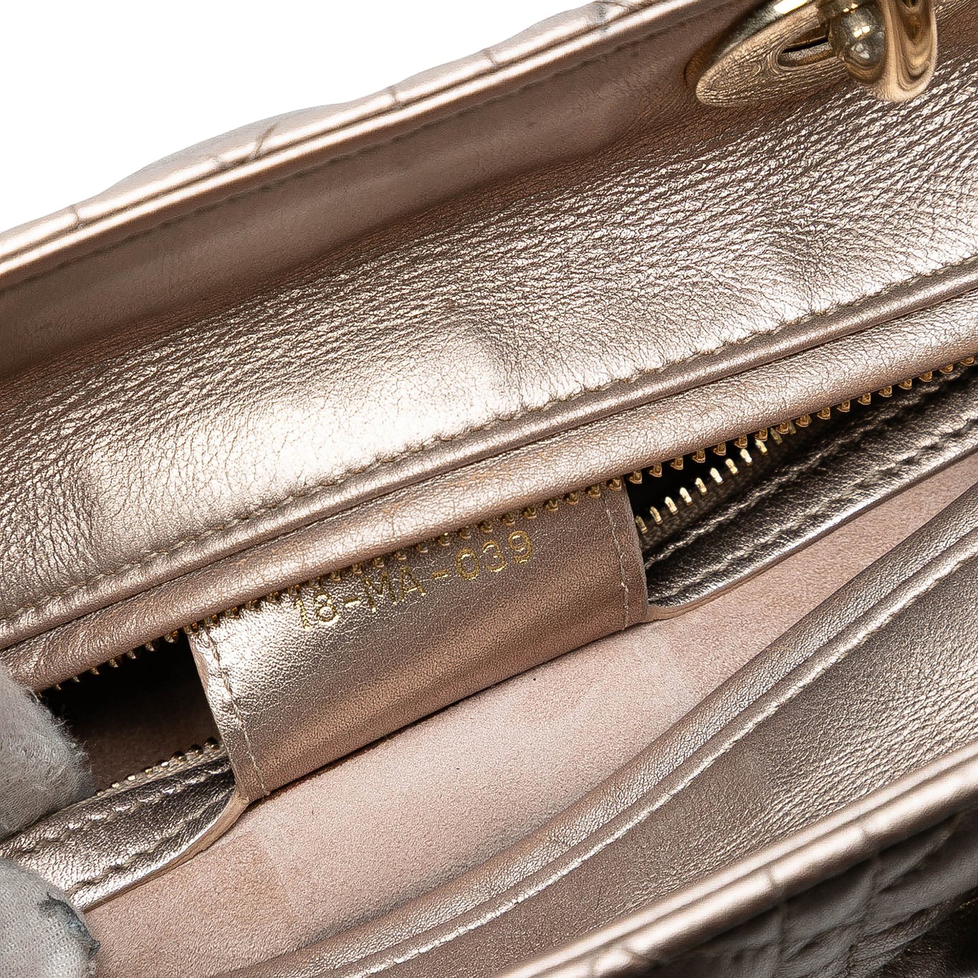 Medium Metallic Lambskin Cannage Lady Dior - Image 5