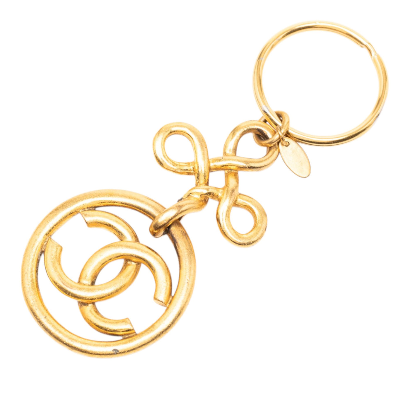 Gold Plated CC Medallion Key Ring Bag Charm - Image 1