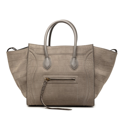 Medium Croc Embossed Leather Luggage Phantom Tote - Image 1