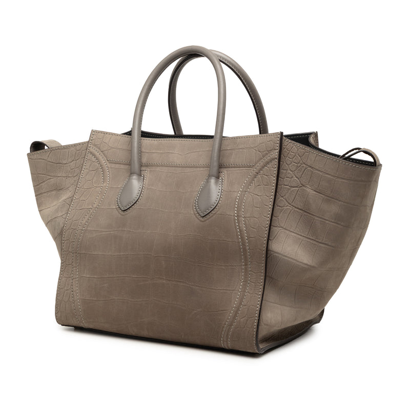Medium Croc Embossed Leather Luggage Phantom Tote - Image 2