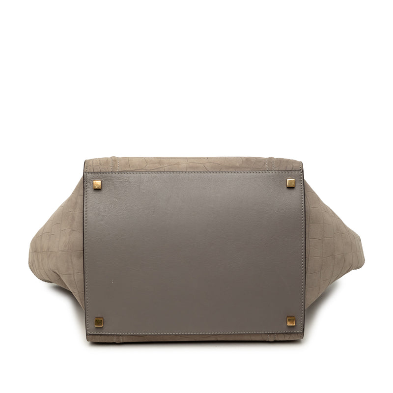 Medium Croc Embossed Leather Luggage Phantom Tote - Image 3