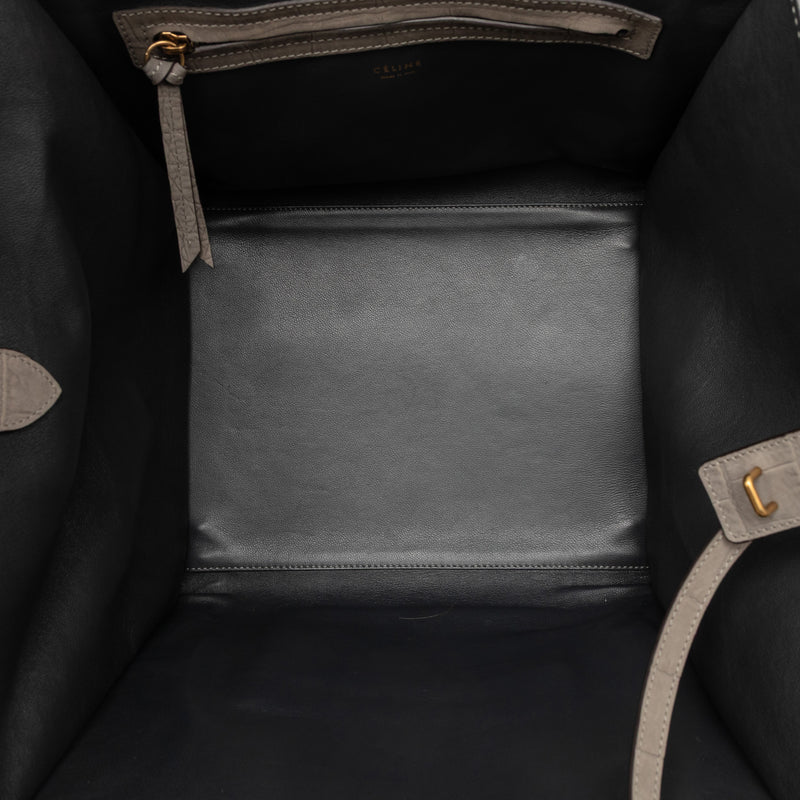 Medium Croc Embossed Leather Luggage Phantom Tote - Image 4