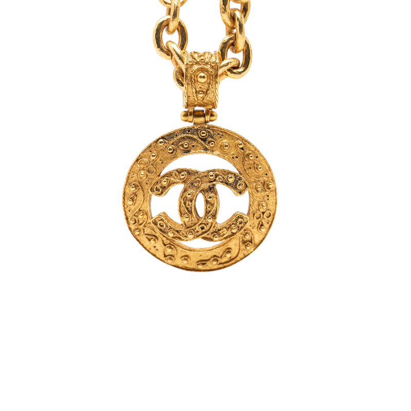 CC Gold Plated Round Pendant Necklace - Image 2