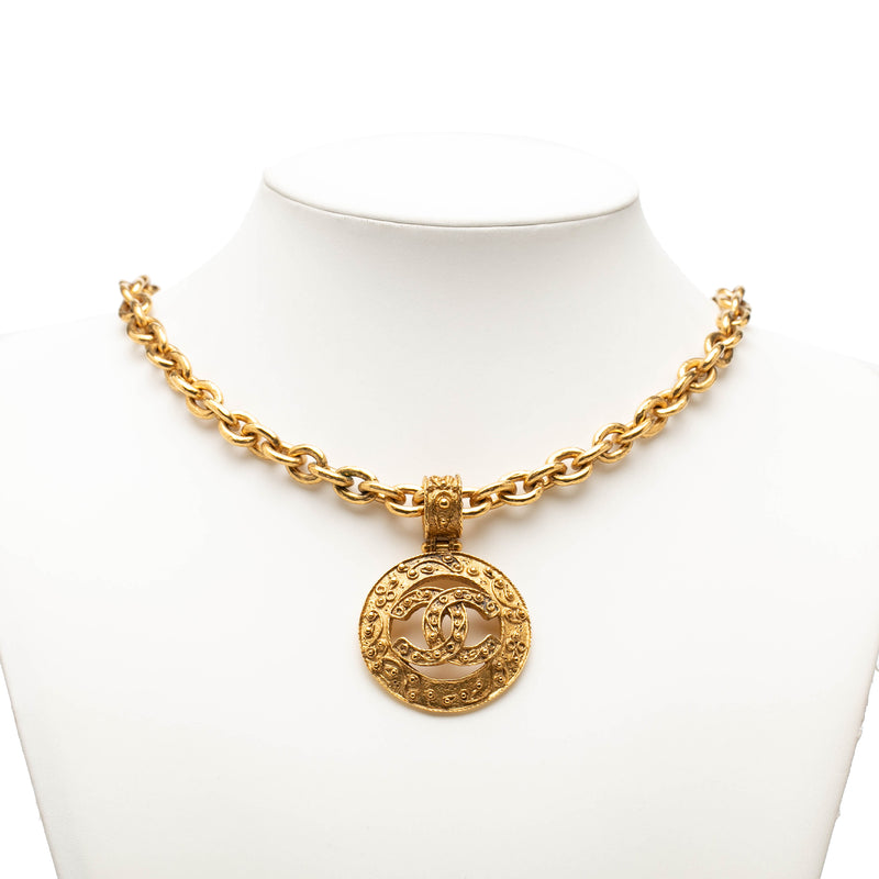 CC Gold Plated Round Pendant Necklace - Image 6