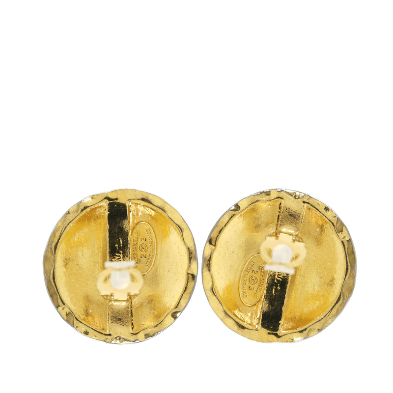 CC Quilted Gold Plated Round Clip On Earrings - Image 2