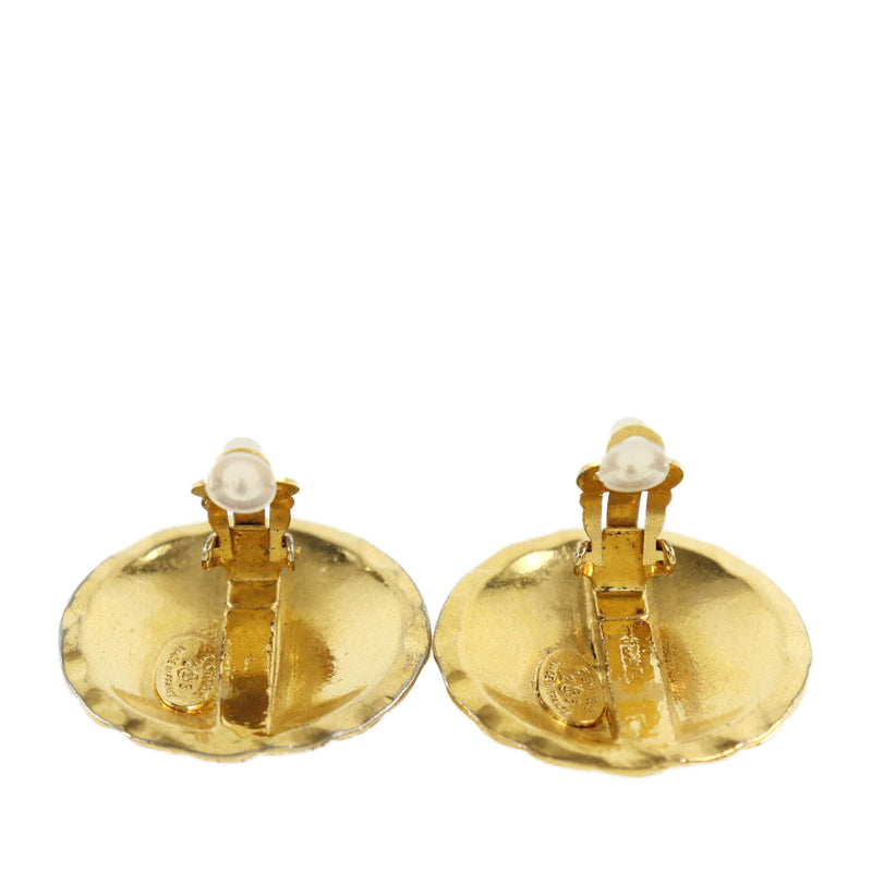 CC Quilted Gold Plated Round Clip On Earrings - Image 3