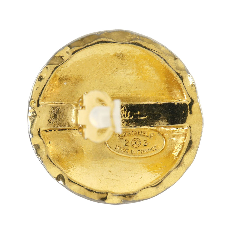 CC Quilted Gold Plated Round Clip On Earrings - Image 4