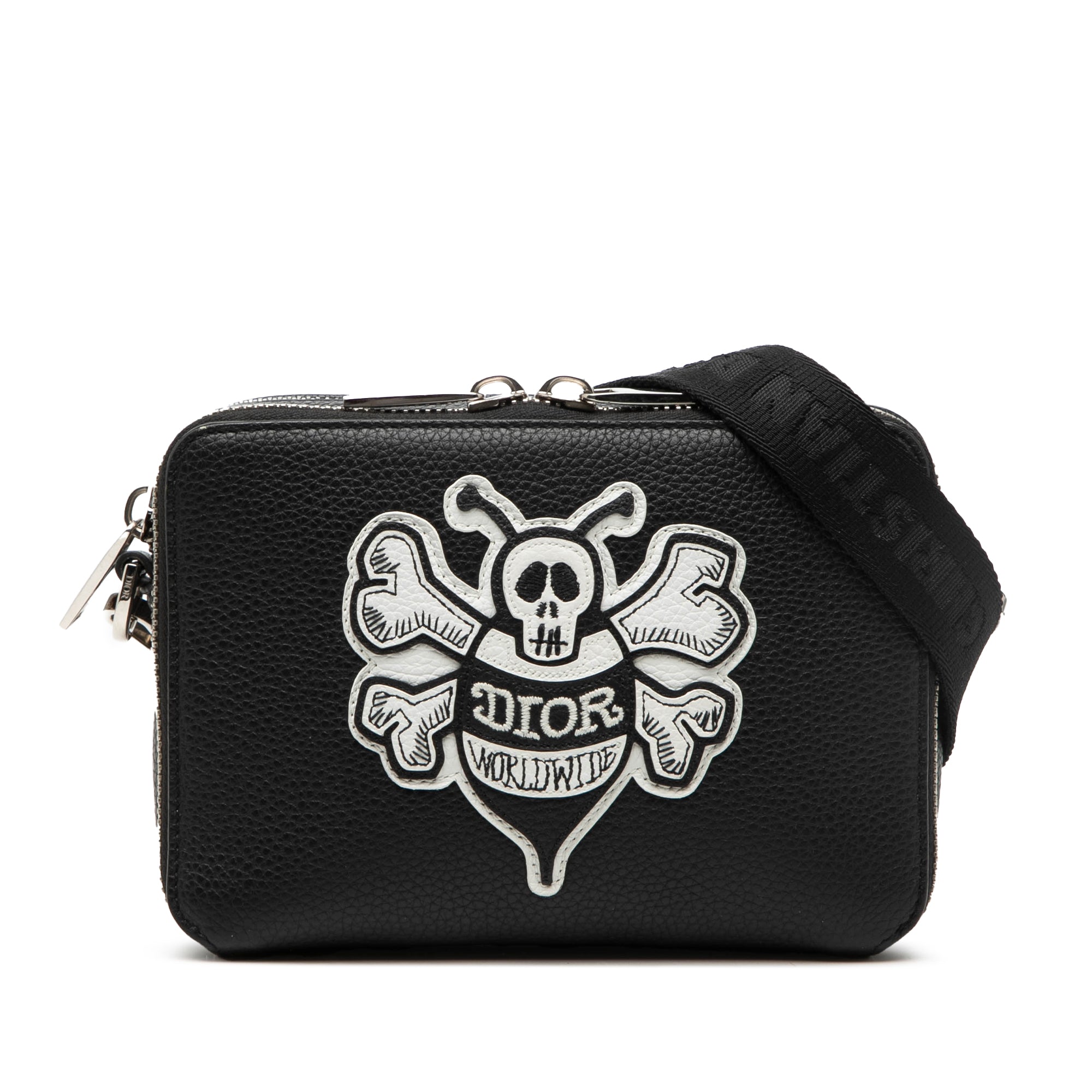 Shawn Stussy Grained Calfskin Double Zip Pouch with Strap - Image 1