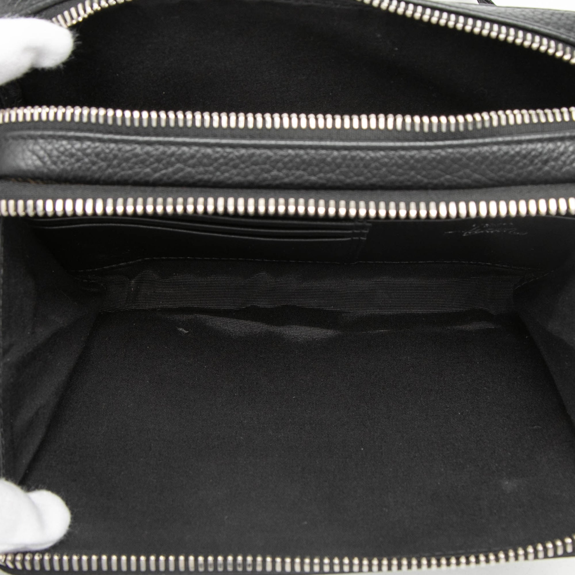 Shawn Stussy Grained Calfskin Double Zip Pouch with Strap - Image 4