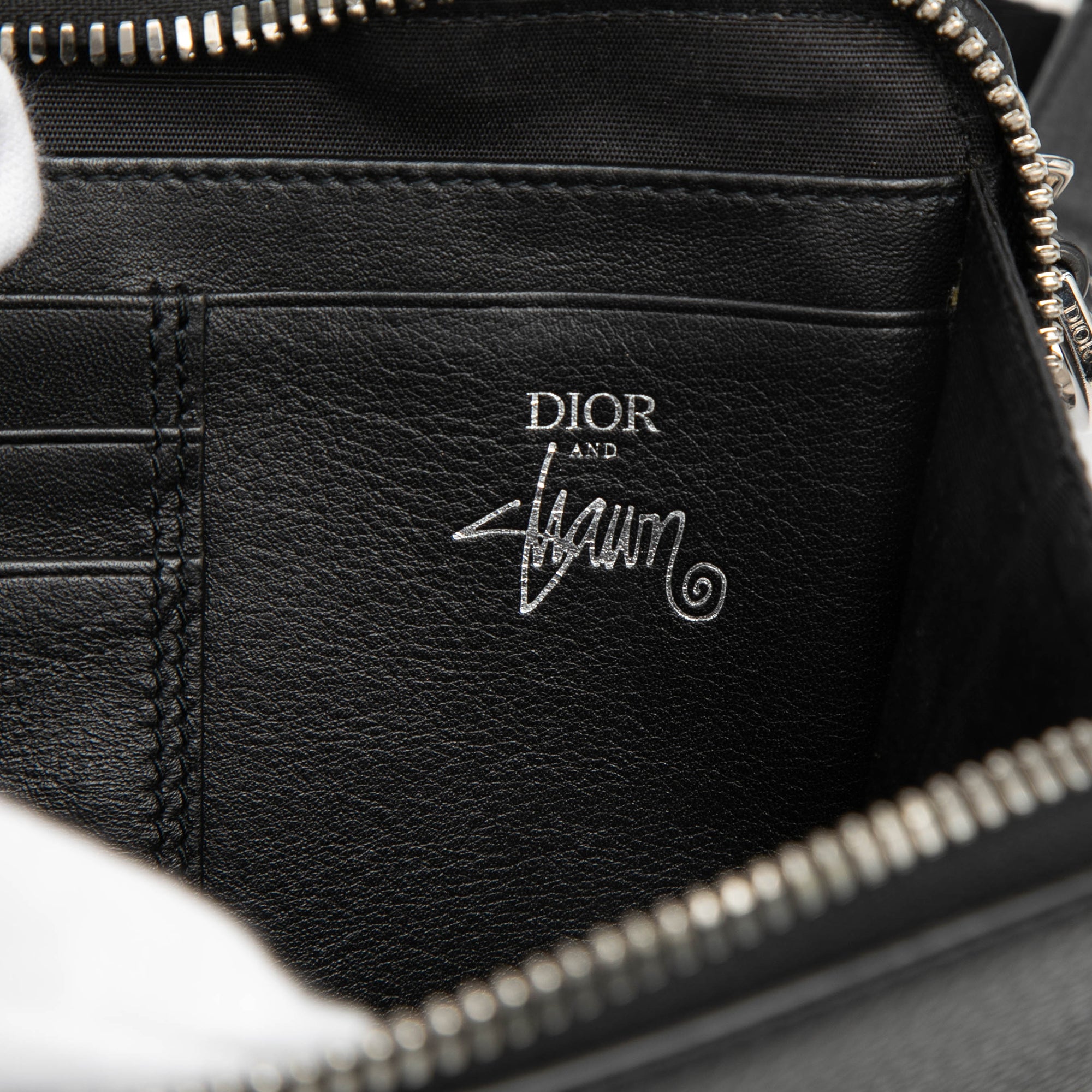 Shawn Stussy Grained Calfskin Double Zip Pouch with Strap - Image 5